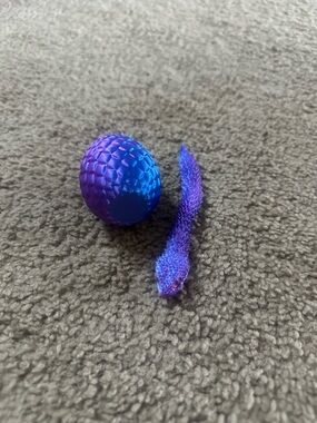 3D Printed Purple Blue Reptile Toy Set - Snake & Textured Egg